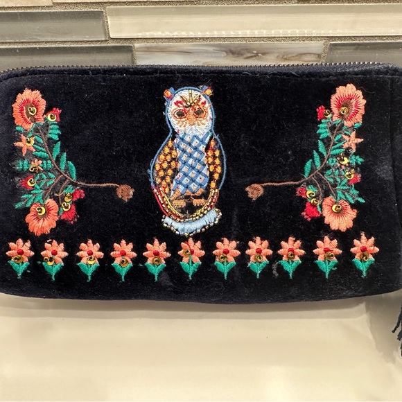 Womens Clutch Bags | Corinne Lent Embroidered Cosmetic Pouch Blue - Picture 4 of 4